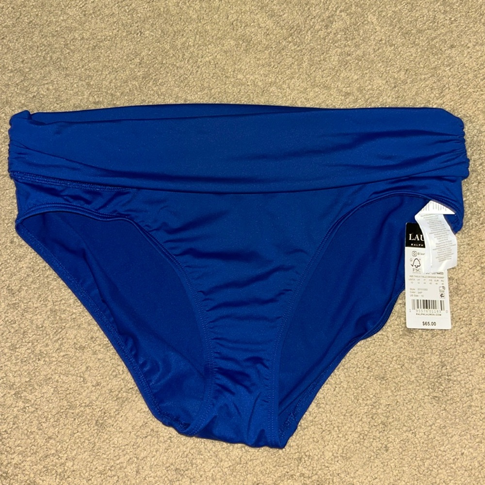 NEW NWT Lauren Ralph Lauren Beach Club Wider Shirred Banded Hipster Bottom-Sz 10